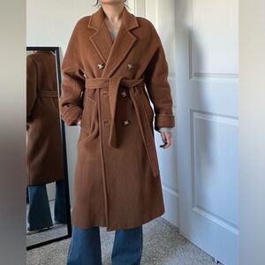 Classic Tobacco Camel Wool Long Coat – Petite Fit (Inspired by 101801)